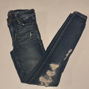 American Eagle Outfitters Women's Distressed Skinny Blue Jeans